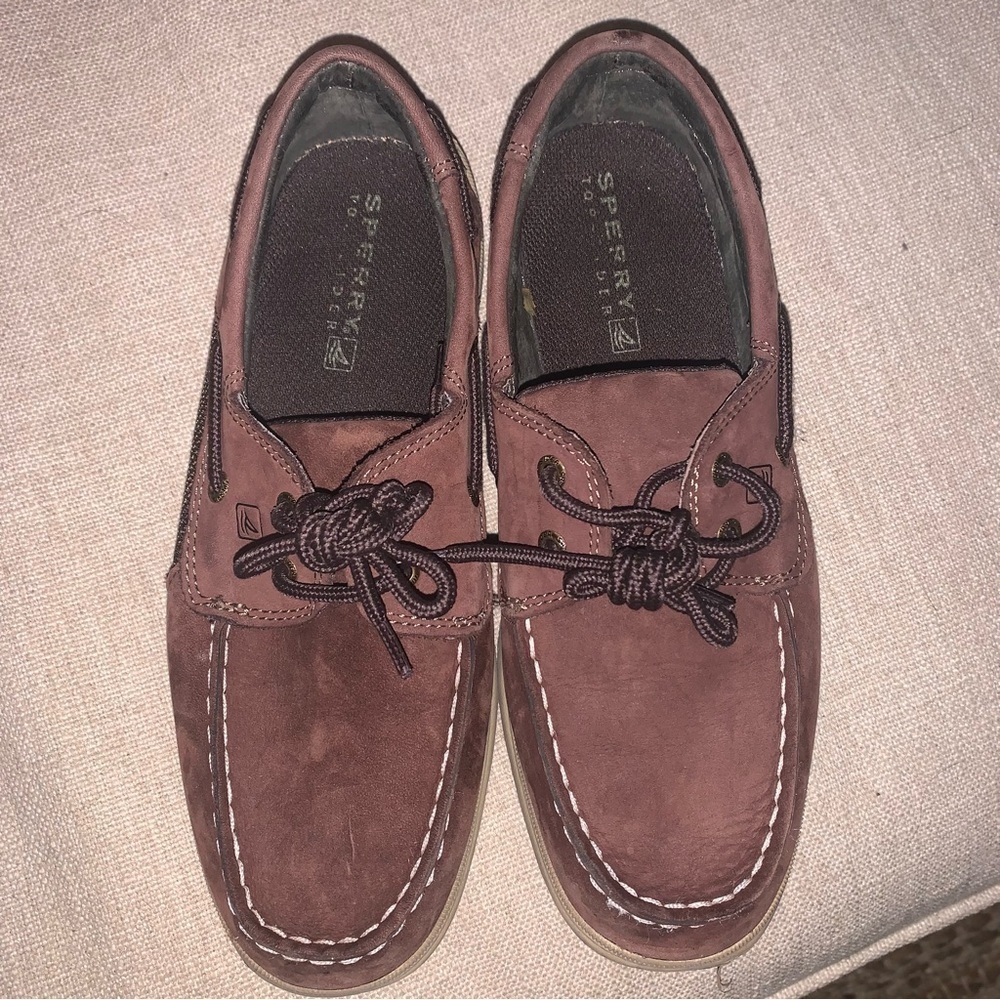 Sperry Topsiders Intrepid Boys Brown Suede Sz 5.5M